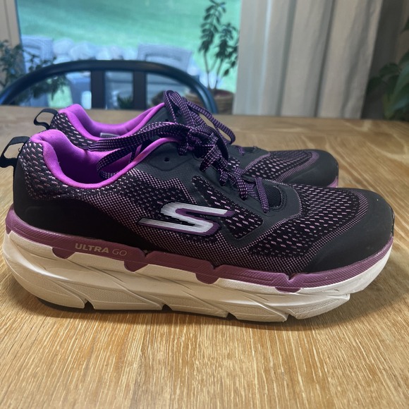 Skechers Go‎ Run Ultra Go Running Black Purple  Womens Size 10 - Picture 1 of 8